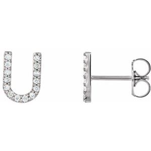 14K White 1/8 CTW Natural Diamond Initial U Earrings