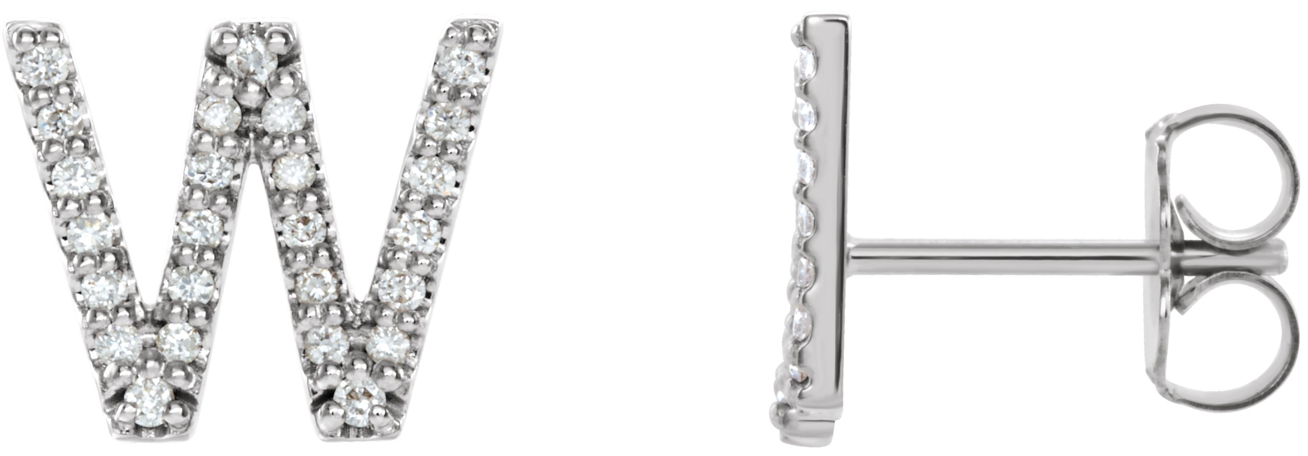 Platinum .07 CTW Diamond Single Initial W Earring Ref. 14382920