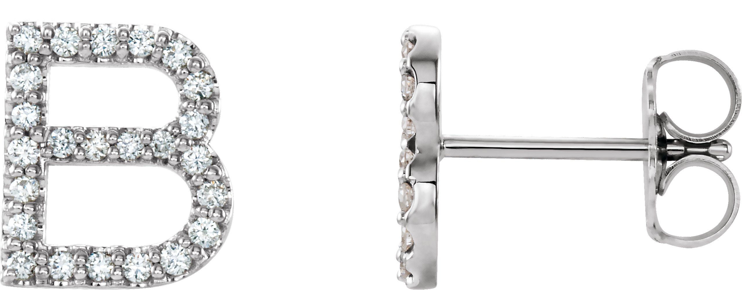 14K White .10 CTW Diamond Single Initial B Earring Ref. 14382896
