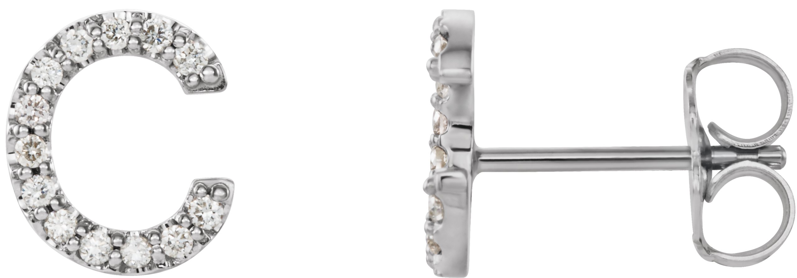 14K White .05 CTW Diamond Single Initial C Earring Ref. 14383249