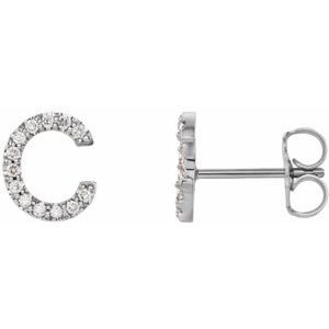 Platinum 1/10 CTW Natural Diamond Initial C Earrings