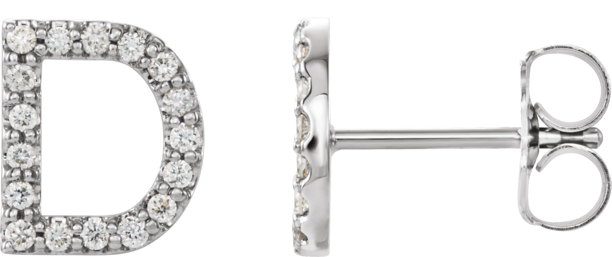 14K White .07 CTW Diamond Single Initial D Earring Ref. 14383112