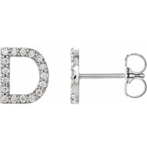 14K White 1/6 CTW Natural Diamond Initial D Earrings