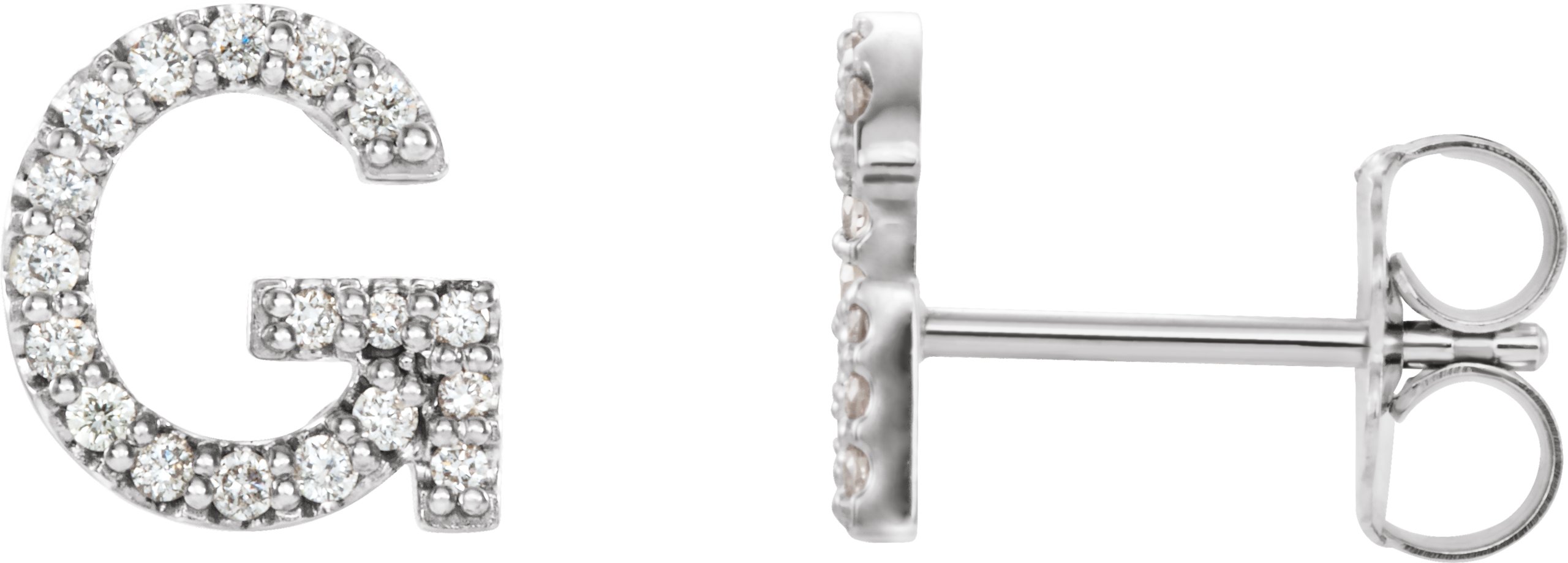 14K White .06 CTW Diamond Single Initial G Earring Ref. 14383297