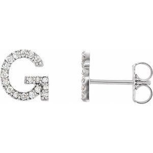 14K White 1/6 CTW Natural Diamond Initial G Earrings