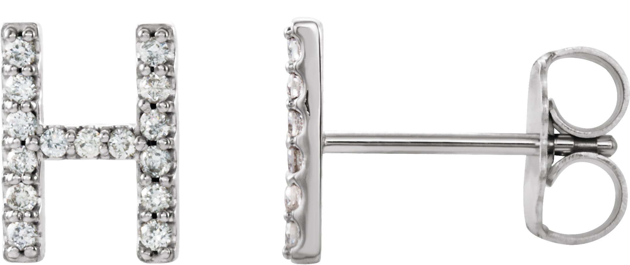 Platinum 1/8 CTW Natural Diamond Initial H Earrings