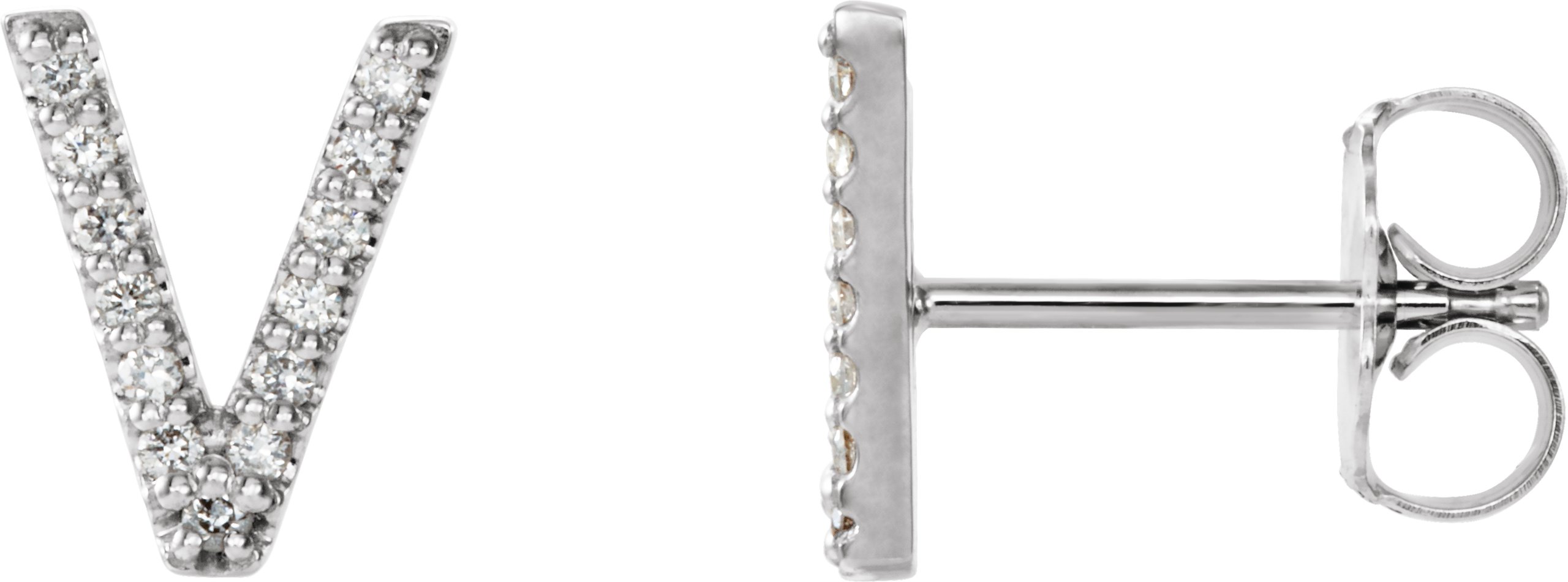 14K White .04 CTW Diamond Single Initial V Earring Ref. 14383093