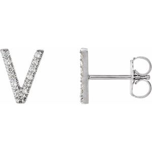 Sterling Silver .08 CTW Natural Diamond Initial V Earrings