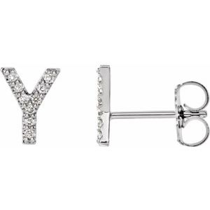 Sterling Silver .08 CTW Natural Diamond Initial Y Earrings