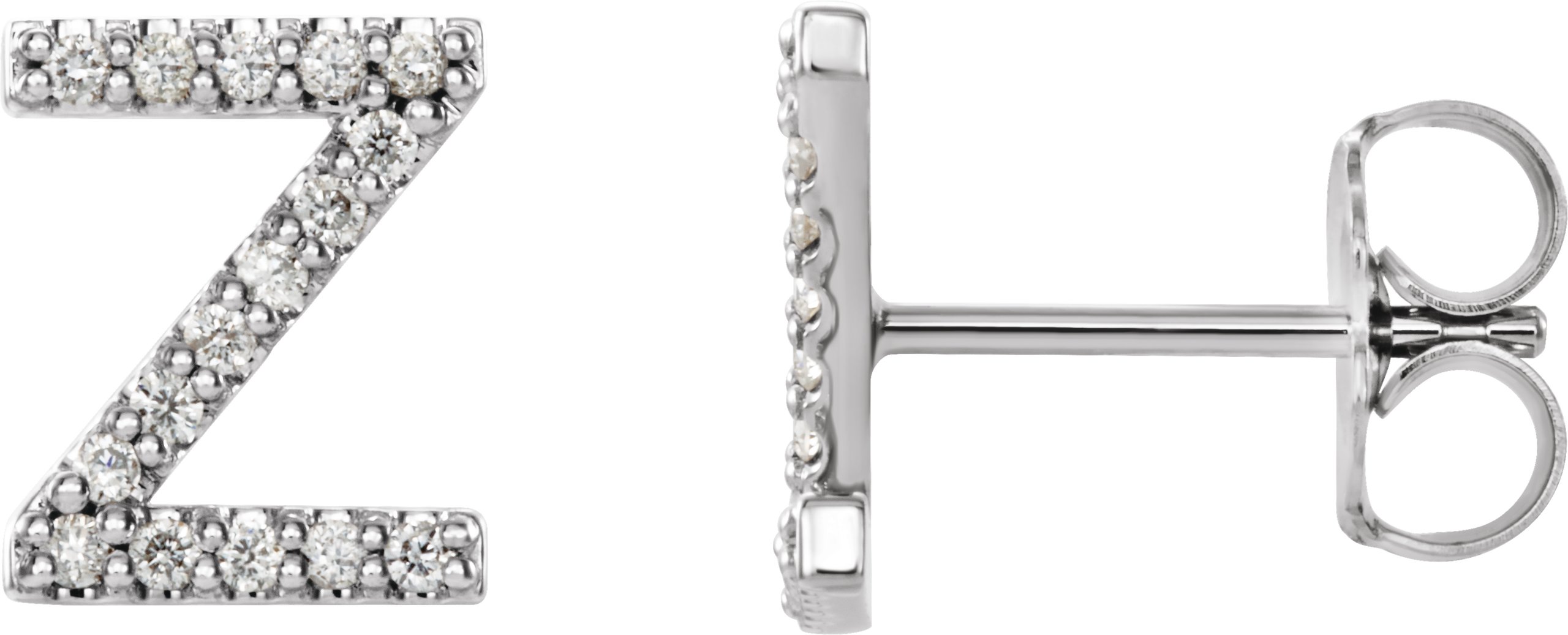 Platinum 1/8 CTW Natural Diamond Initial Z Earrings