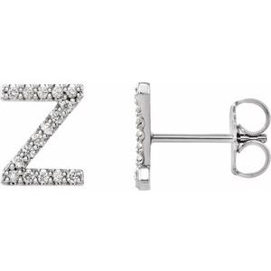 Platinum 1/8 CTW Natural Diamond Initial Z Earrings