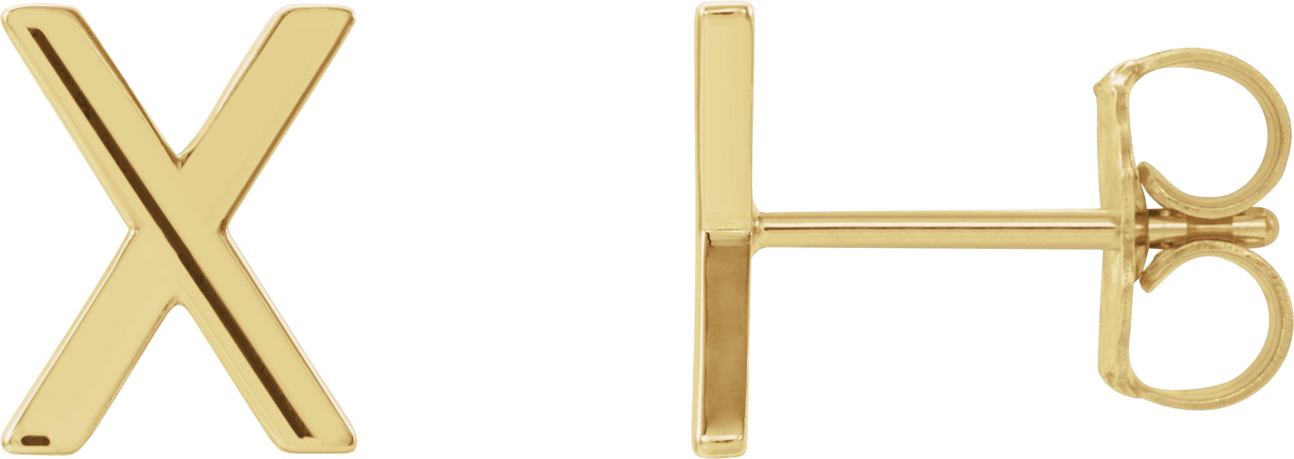 14K Yellow Single Initial X Earring Ref. 14383319