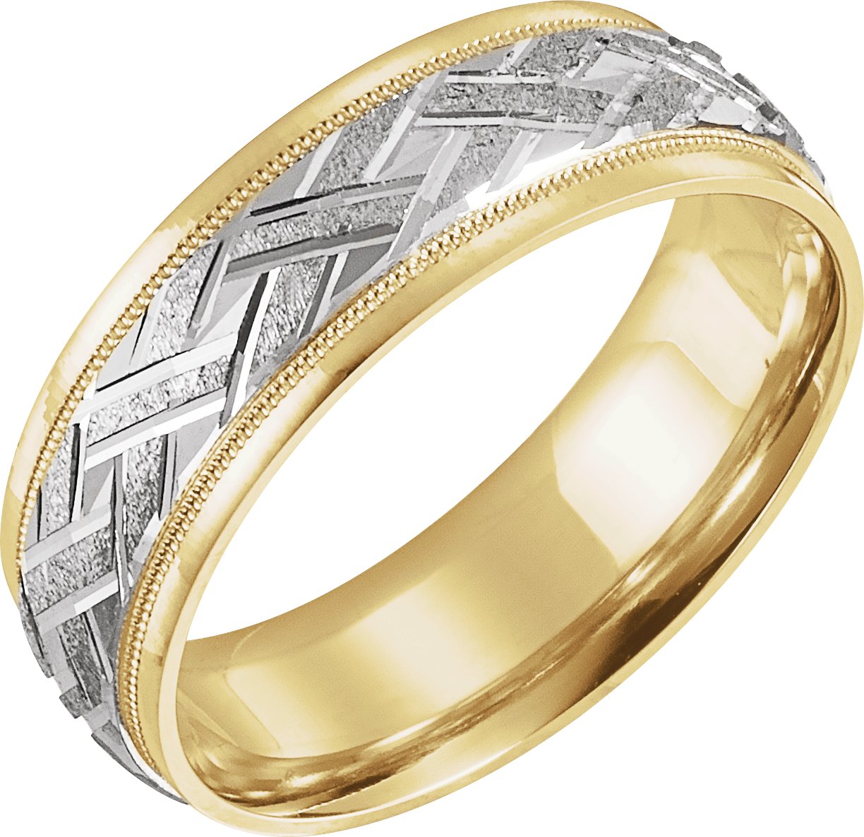 7mm 14K Two Tone Design Band Ref 527198