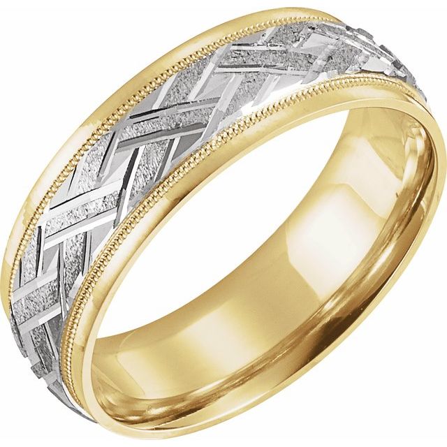 14K Yellow/White 7 mm Woven-Design Band Size 10