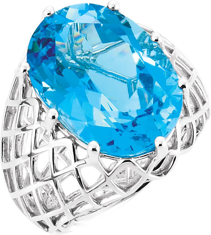 14K White Swiss Blue Topaz Nest Design Ring Ref 5034159