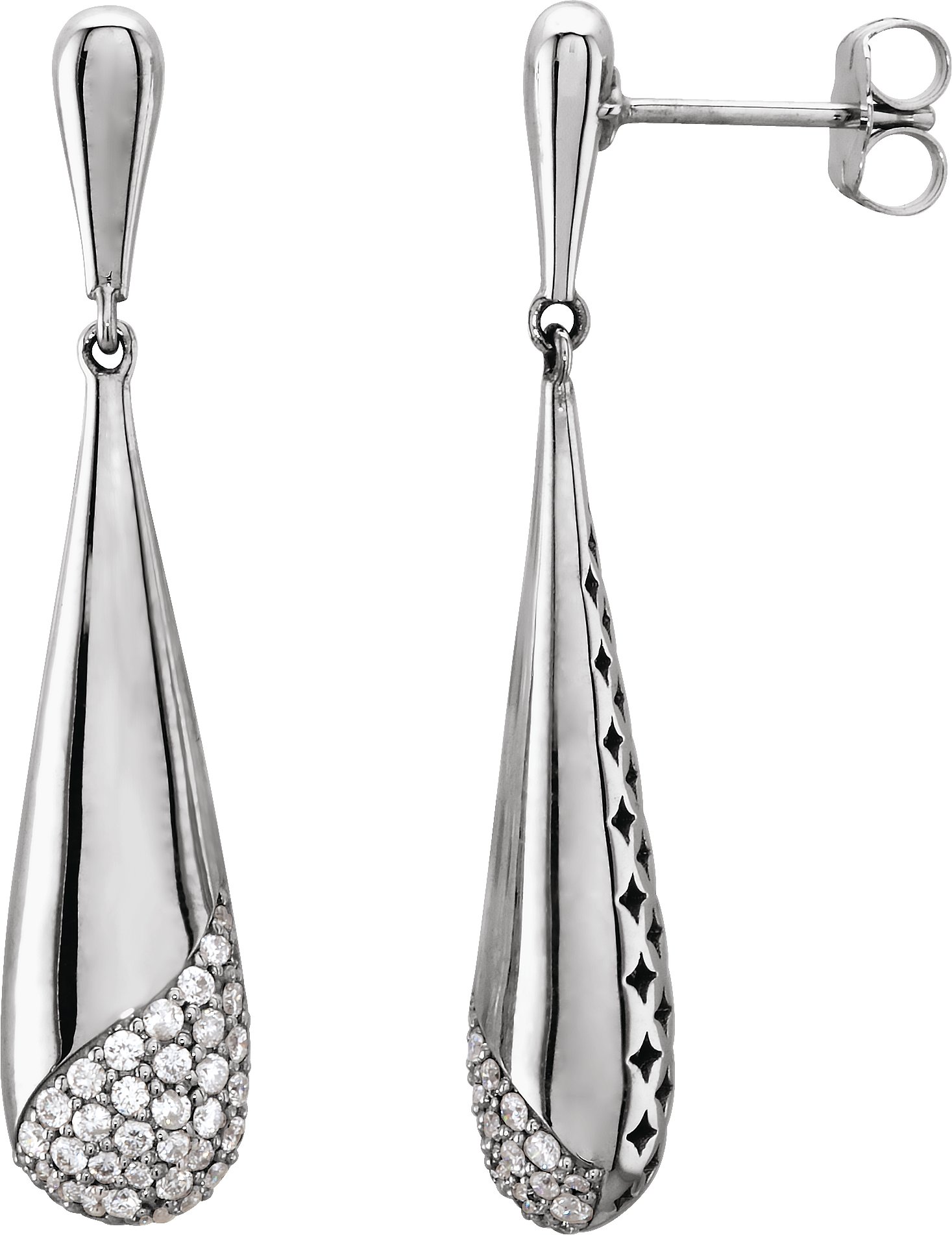 14K White 1/3 CTW Diamond Pierced Teardrop Earrings