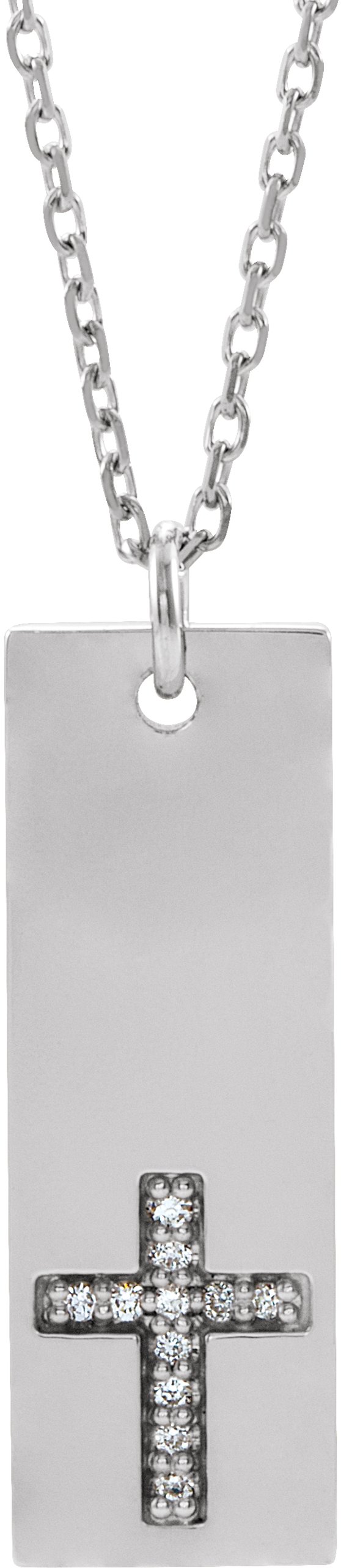 Sterling Silver .03 CTW Diamond Bar Cross 18" Necklace
