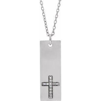 14K White .03 CTW Diamond Bar Cross 18 inch Necklace Ref. 13739413