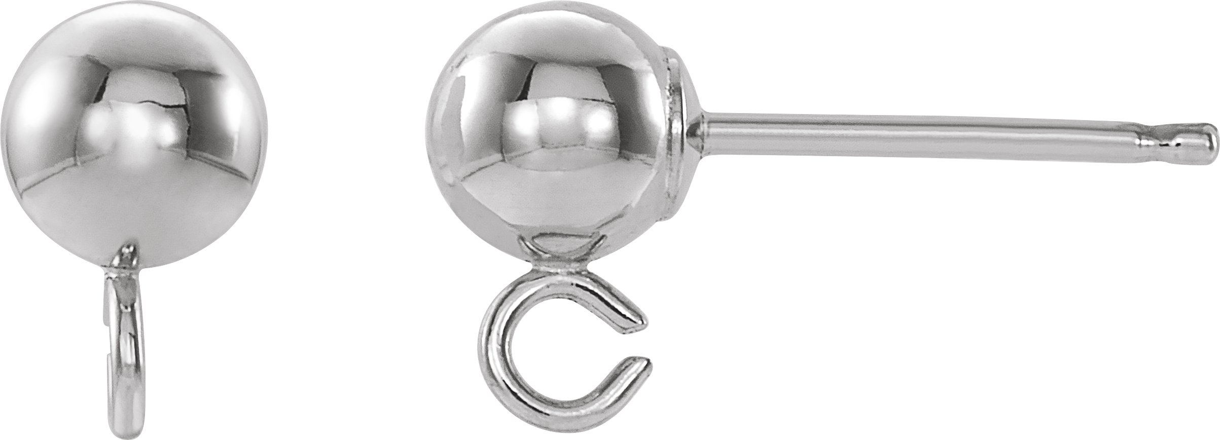 Sterling Silver 4 mm Hollow Ball & Post Earring Top 