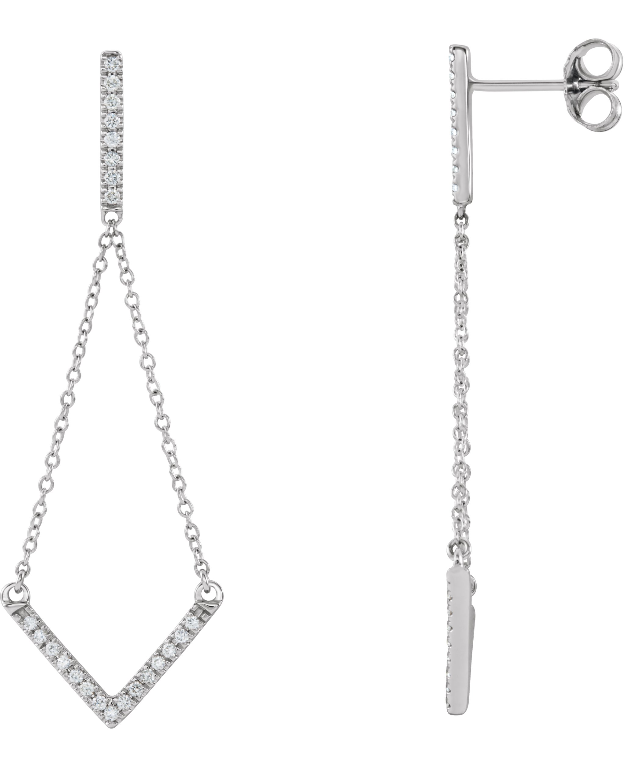 14K Yellow 1/4 CTW Diamond V Earrings