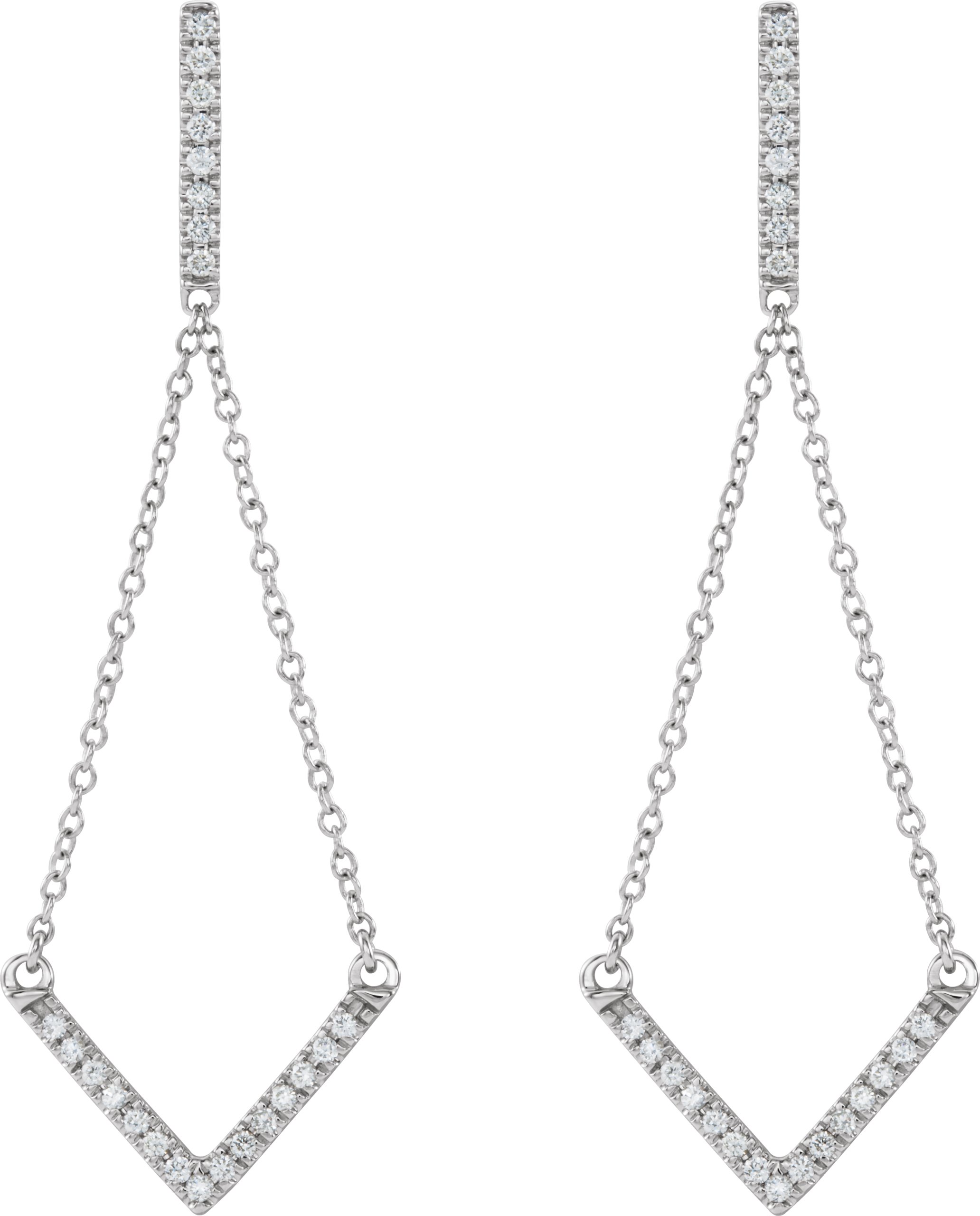 14K Yellow 1/4 CTW Diamond V Earrings