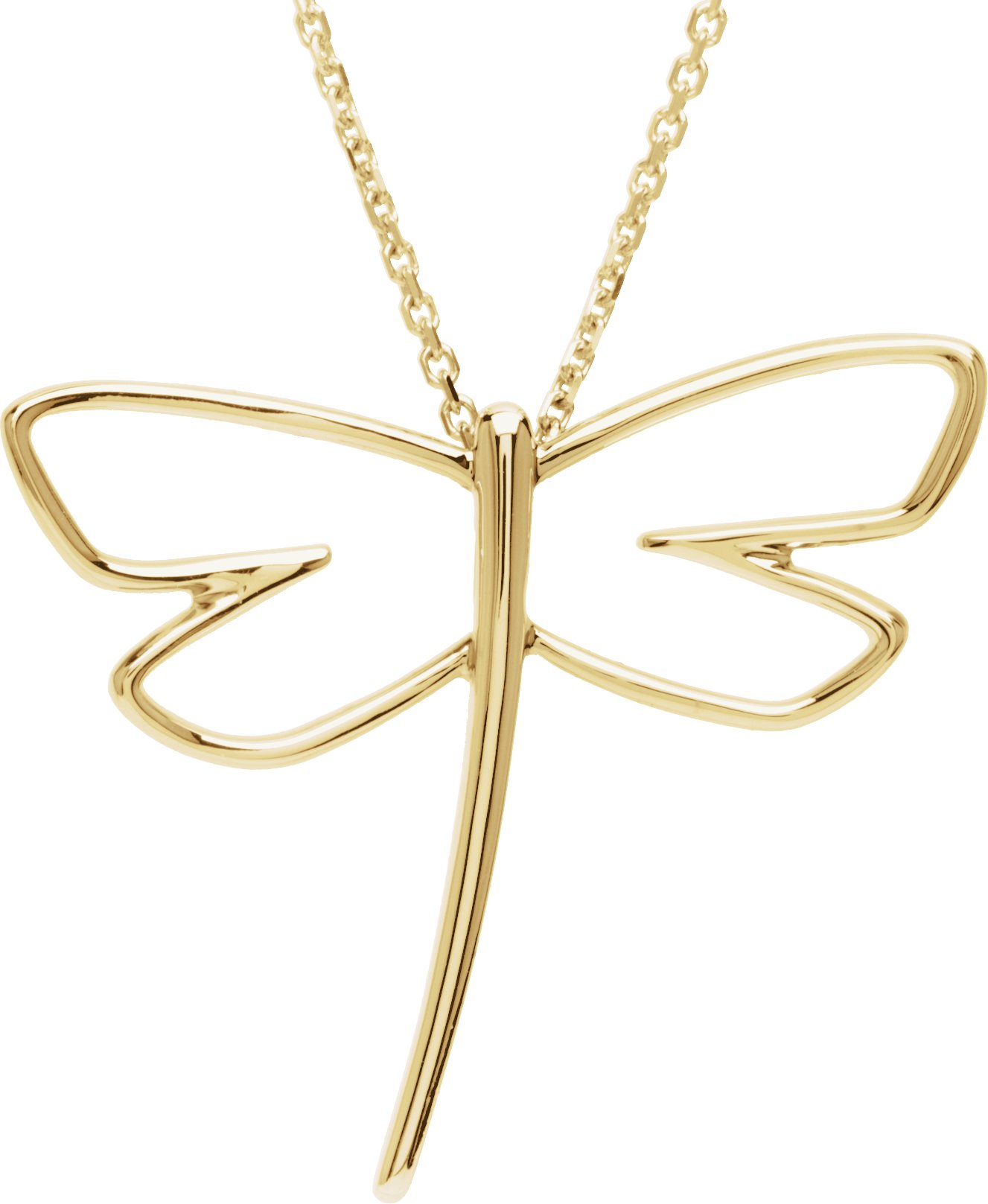 14K Yellow Dragonfly Pendant  