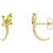 14K Yellow Natural Peridot Floral J-Hoop Earrings