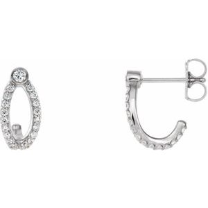 14K White 1/3 CTW Natural Diamond J-Hoop Earrings  