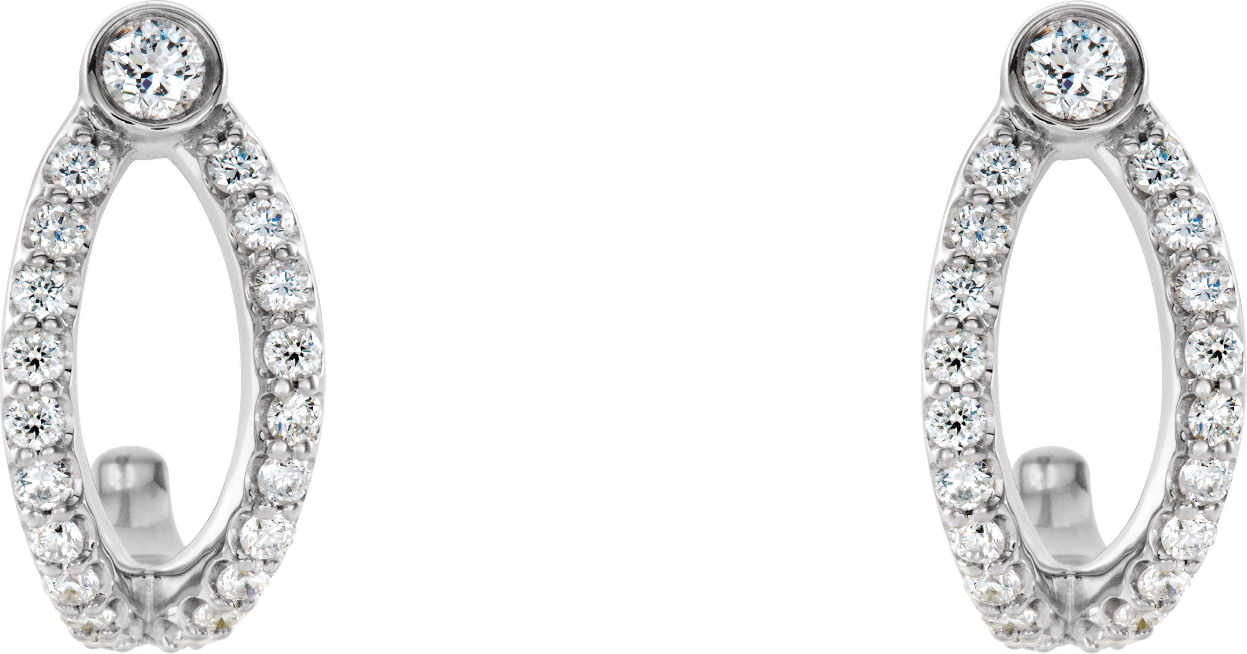 14K White 1/3 CTW Diamond J-Hoop Earrings  