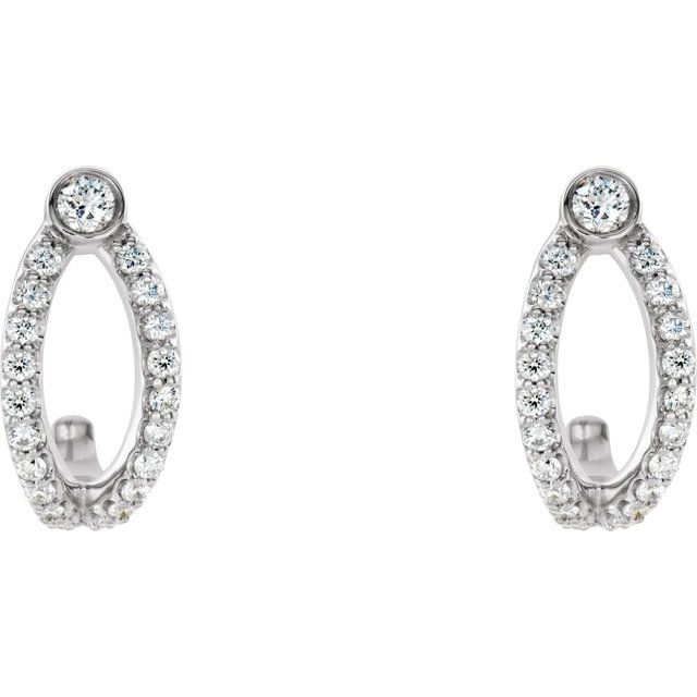14K White 1/3 CTW Diamond J-Hoop Earrings  