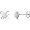 14K White 4x3 mm Oval June Youth Butterfly Birthstone Earrings Ref. 13972771