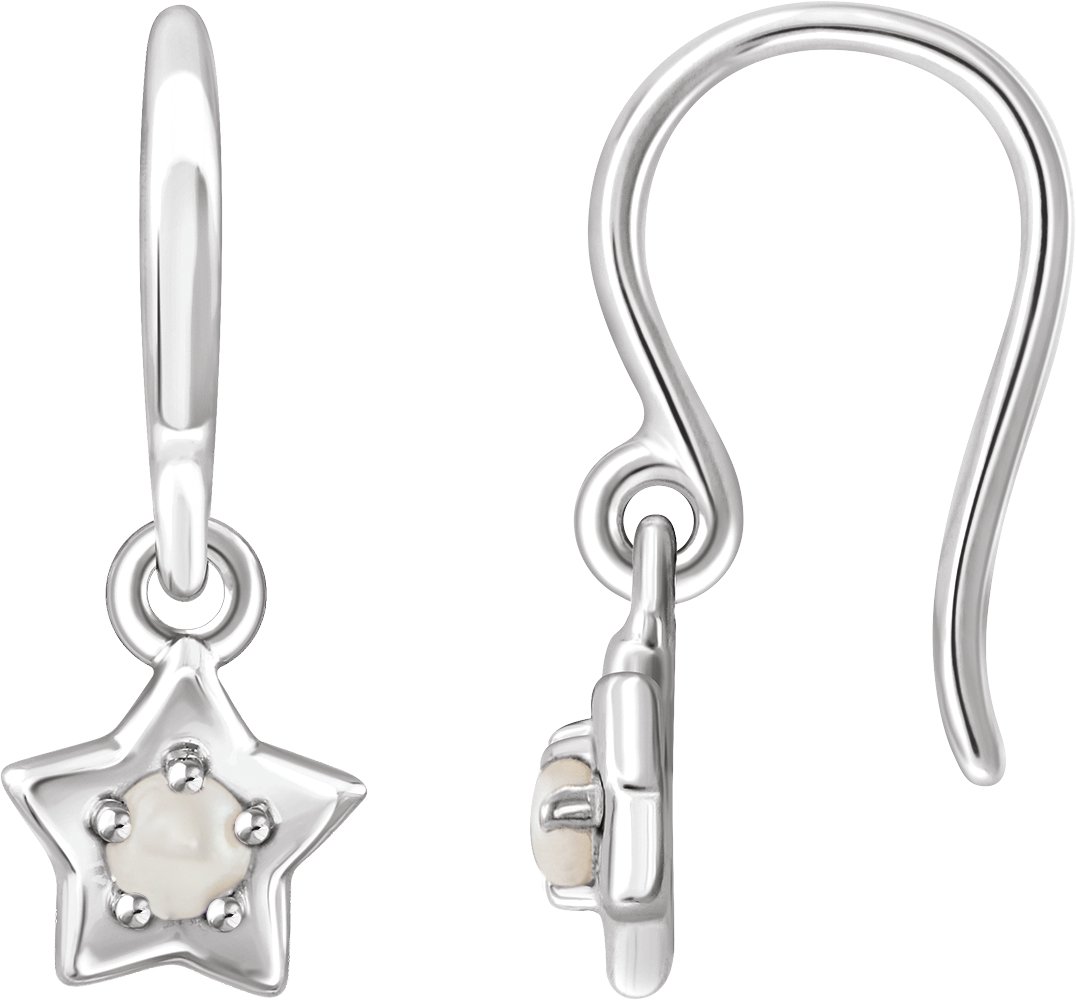 Sterling Silver 3 mm Round June Youth Star Birthstone Earrings