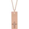 14K Rose .03 CTW Diamond Bar Cross 18 inch Necklace Ref. 13739415