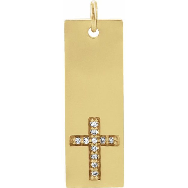 14K Yellow .03 CTW Natural Diamond Bar Cross Pendant