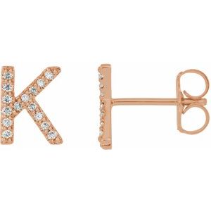 14K Rose 1/8 CTW Natural Diamond Initial K Earrings