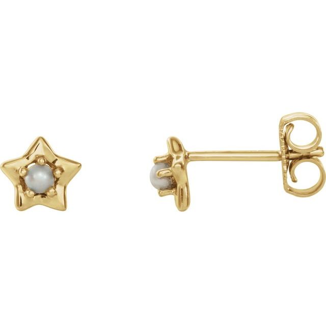 14K Yellow 3 mm Round June Youth Star Birthstone Earrings  