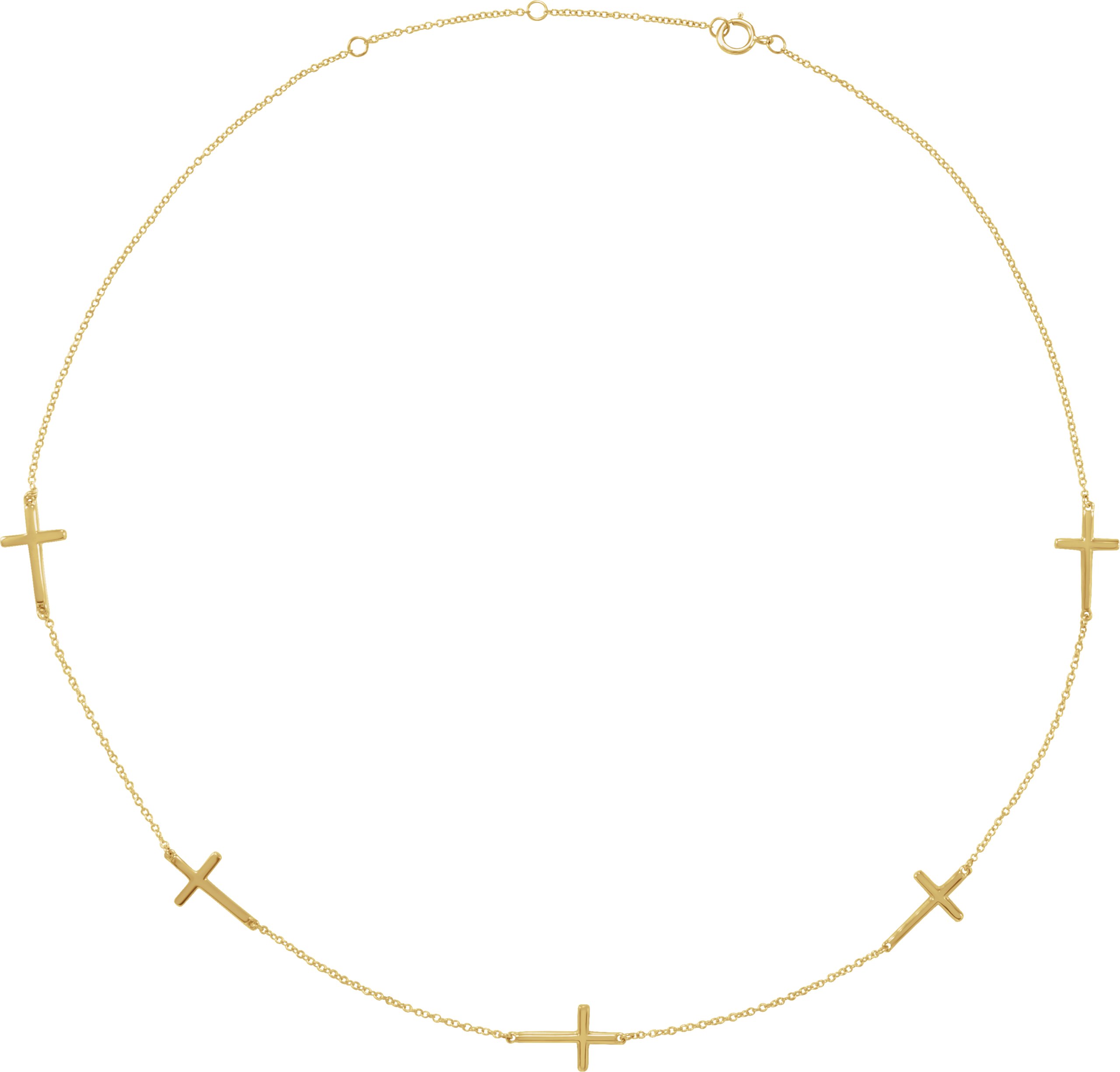 14K Yellow 5-Station Cross Adjustable 16-18” Necklace  