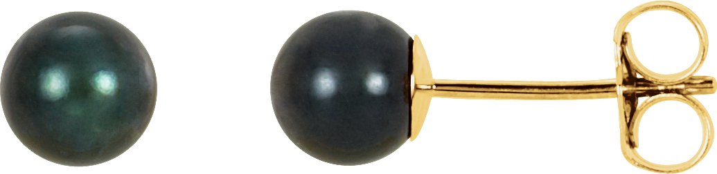 14K Yellow 5 mm Black Akoya Cultured Pearl Earrings Ref. 1836231