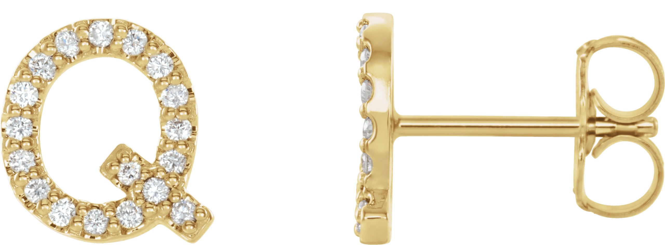 14K Yellow .07 CTW Diamond Single Initial Q Earring Ref. 14383200