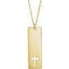 14K Yellow Pierced Cross Engravable Bar 16 18 inch Necklace Ref. 13702700