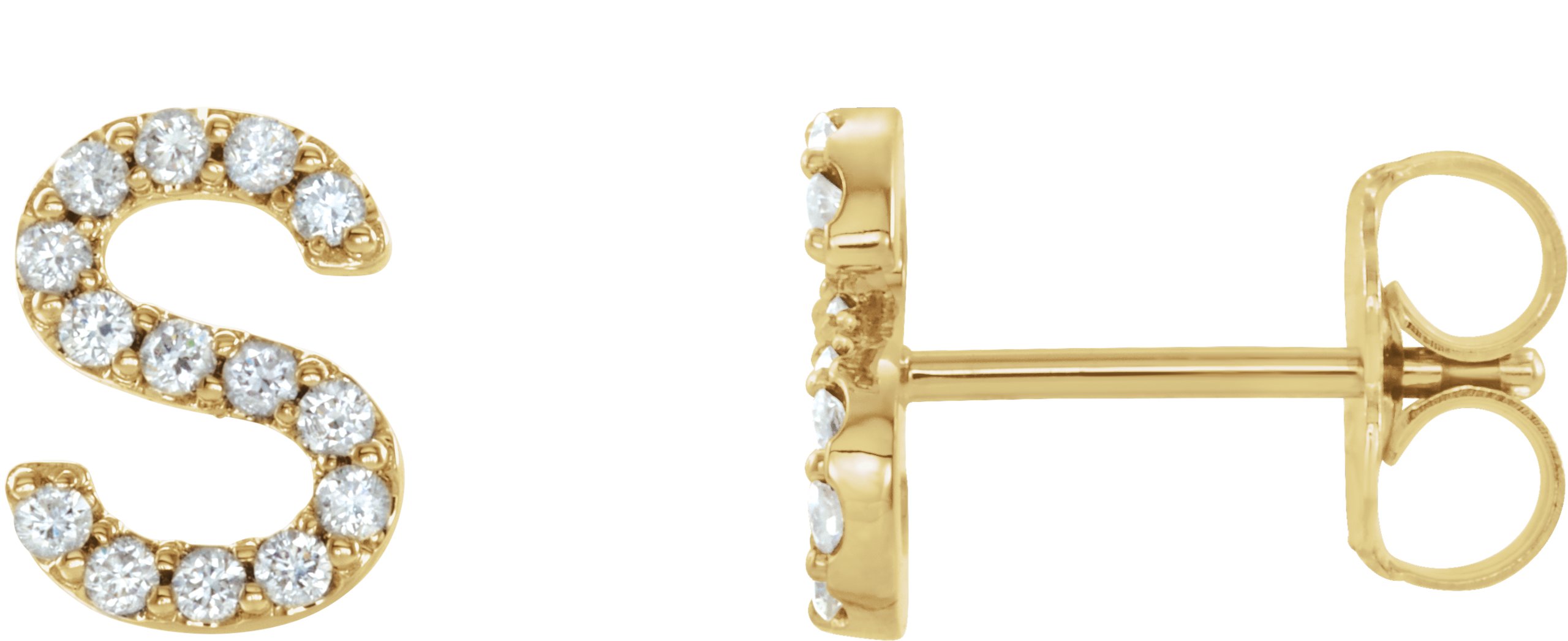14K Yellow .05 CTW Diamond Single Initial S Earring Ref. 14382879