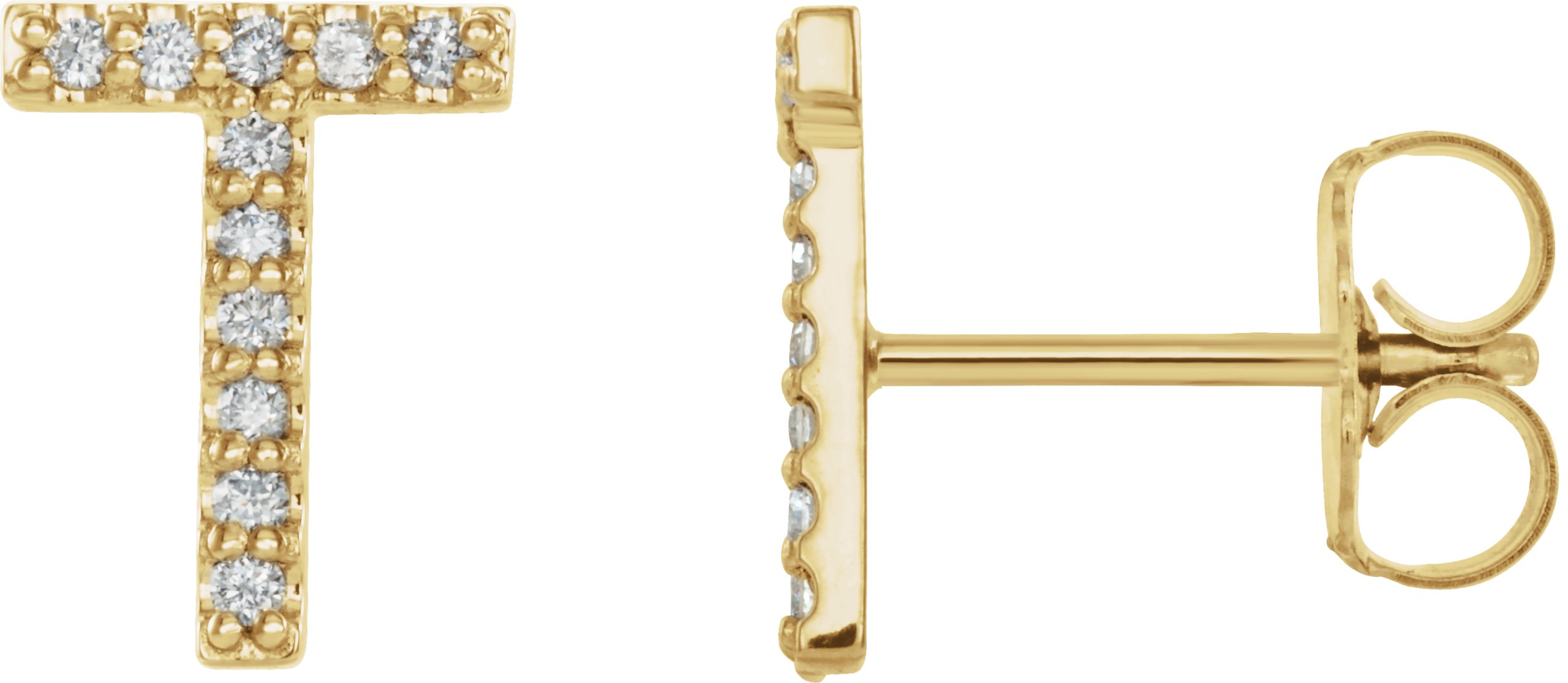 14K Yellow .05 CTW Diamond Single Initial T Earring Ref. 14382884