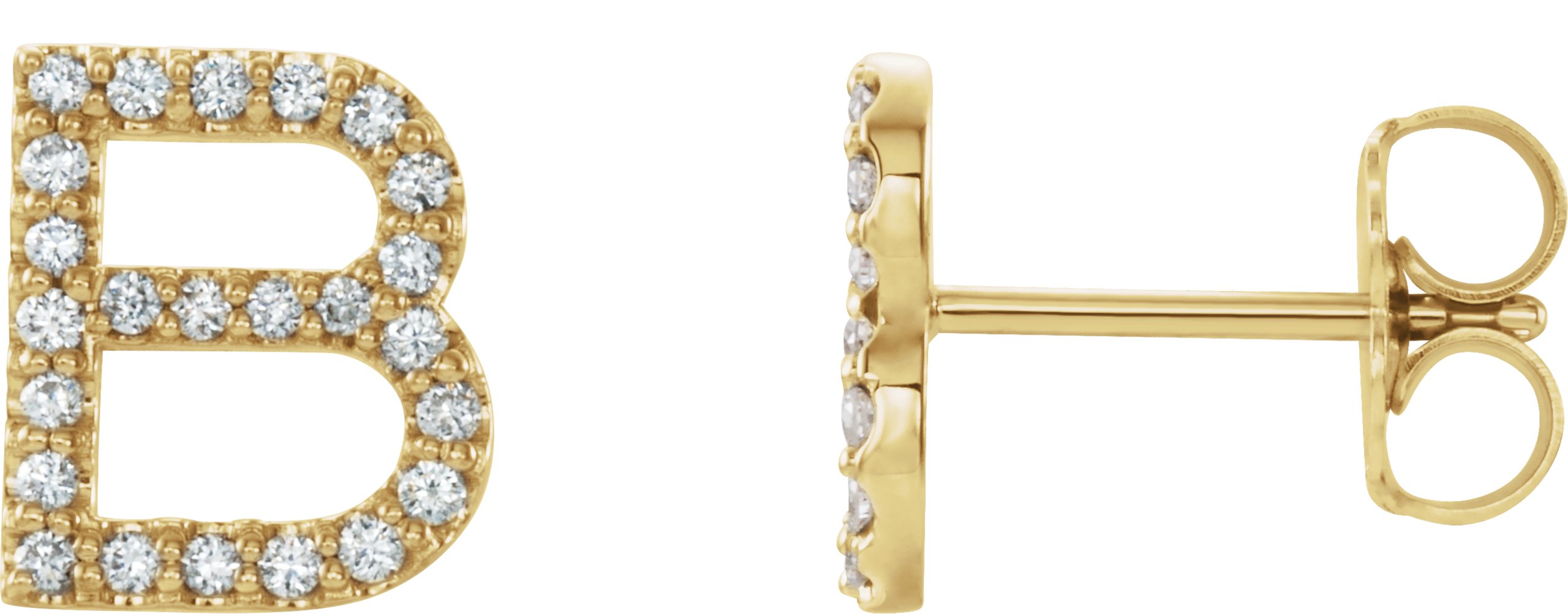 14K Yellow .10 CTW Diamond Single Initial B Earring Ref. 14382897