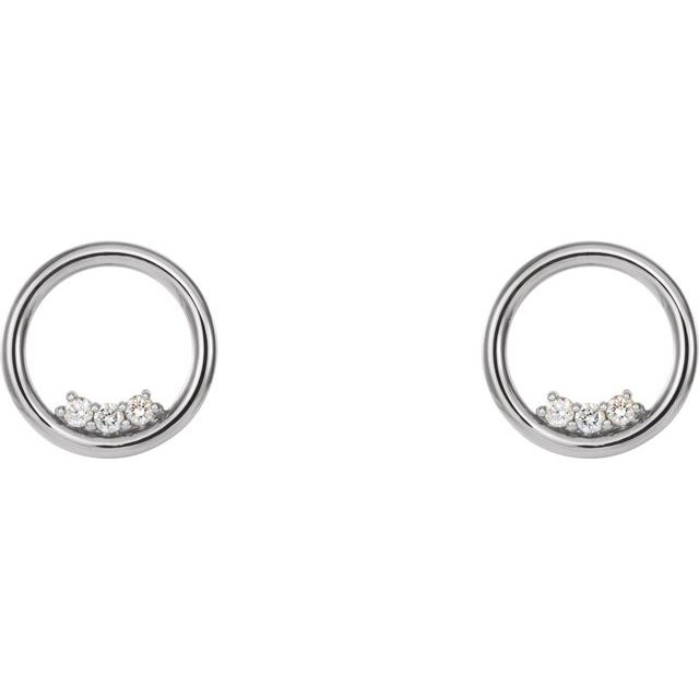 14K White 1/6 CTW Diamond Circle Earrings   