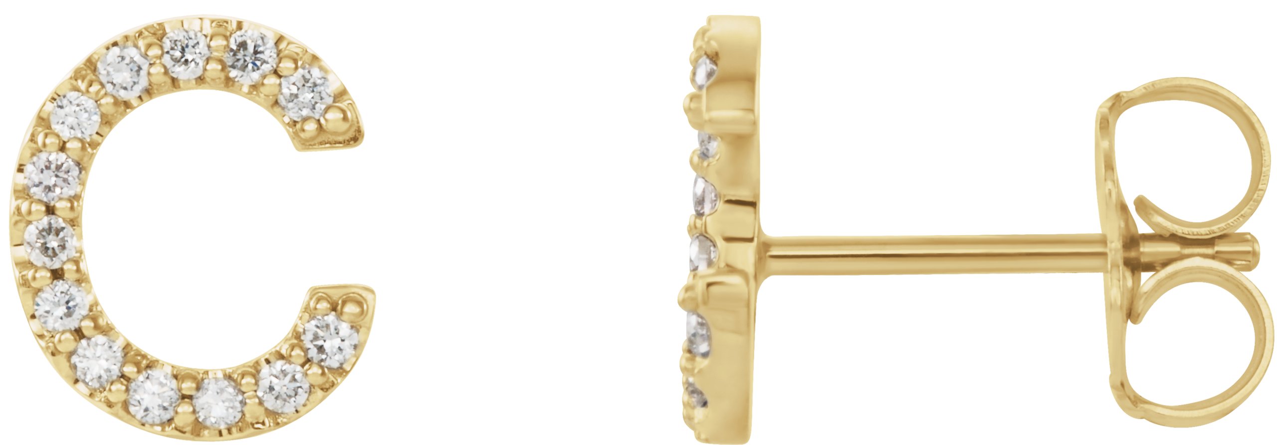 14K Yellow .05 CTW Diamond Single Initial C Earring Ref. 14383250