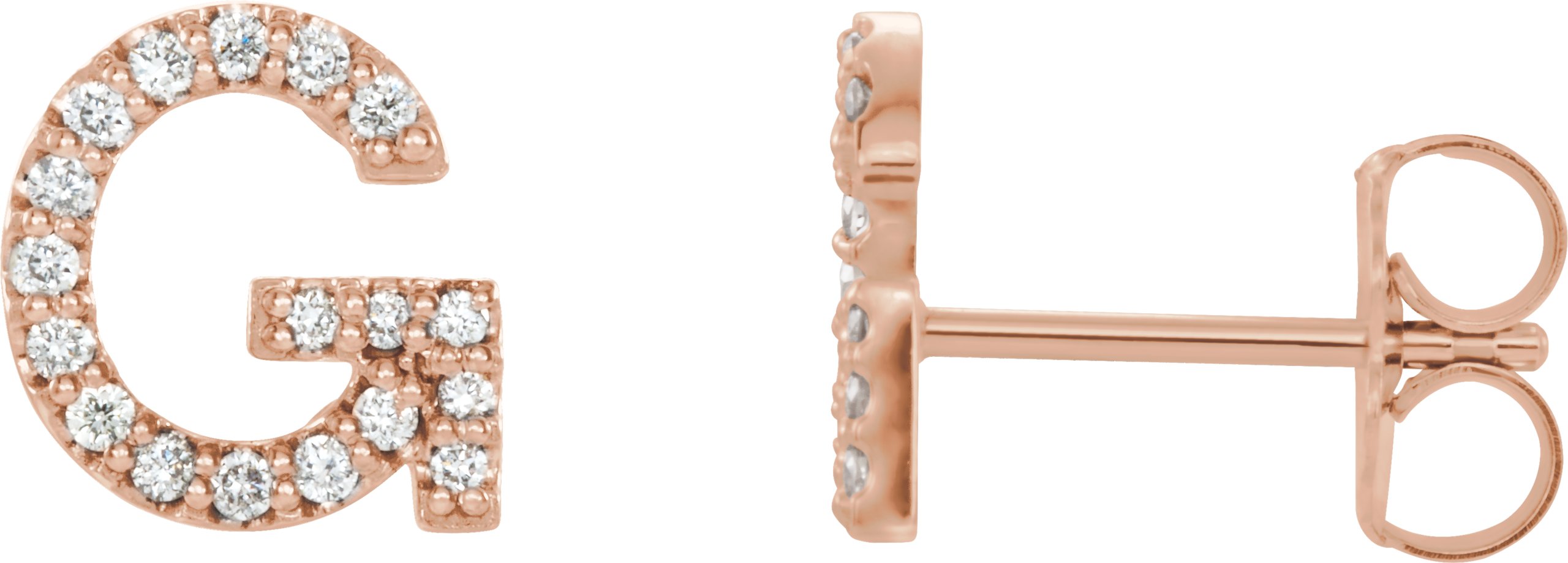 14K Rose .06 CTW Diamond Single Initial G Earring Ref. 14383299