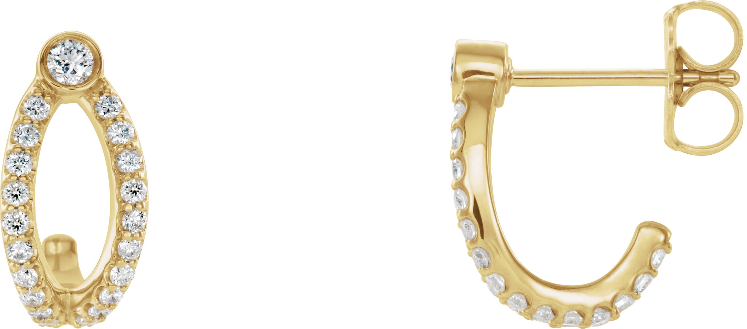 14K Yellow 1/3 CTW Diamond J-Hoop Earrings  