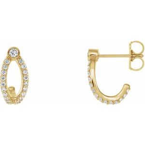 14K Yellow 1/3 CTW Diamond J-Hoop Earrings  