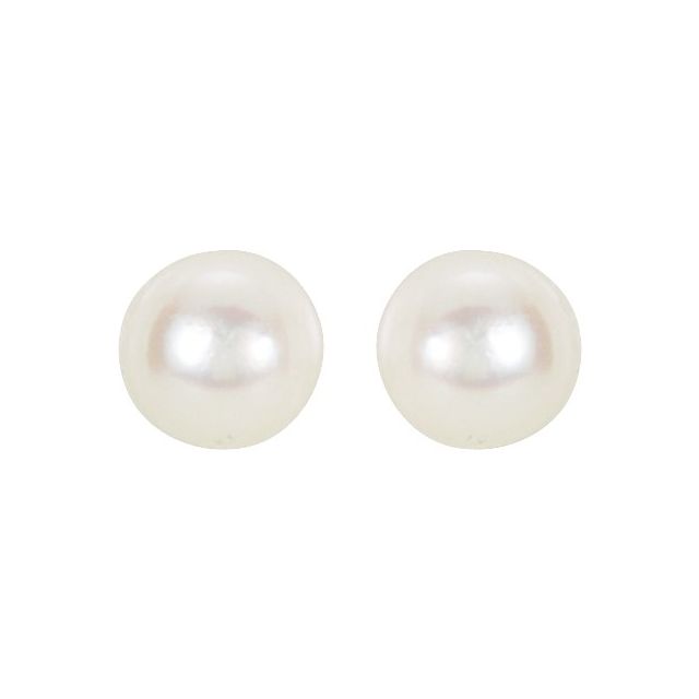 14K Yellow 4 mm Cultured White Akoya Pearl Earrings