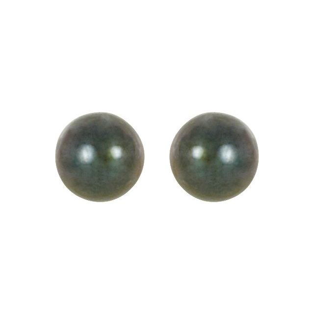 14K White 4 mm Cultured Black Akoya Pearl Earrings
